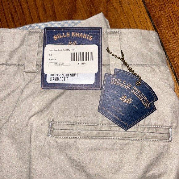 NWT BILLS KHAKIS M2 fit 100% cotton pants in color pewter made in USA uncut pant - Picture 1 of 7